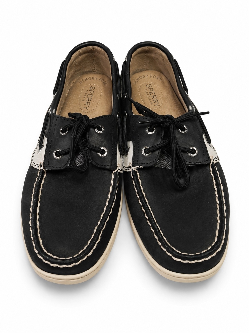Sperry Men's Black Boat Shoes with Contrast Stitching